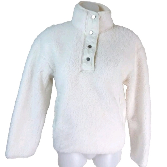 Athleta Cozy Sherpa Fleece Snap Sweatshirt - Picture 2 of 4